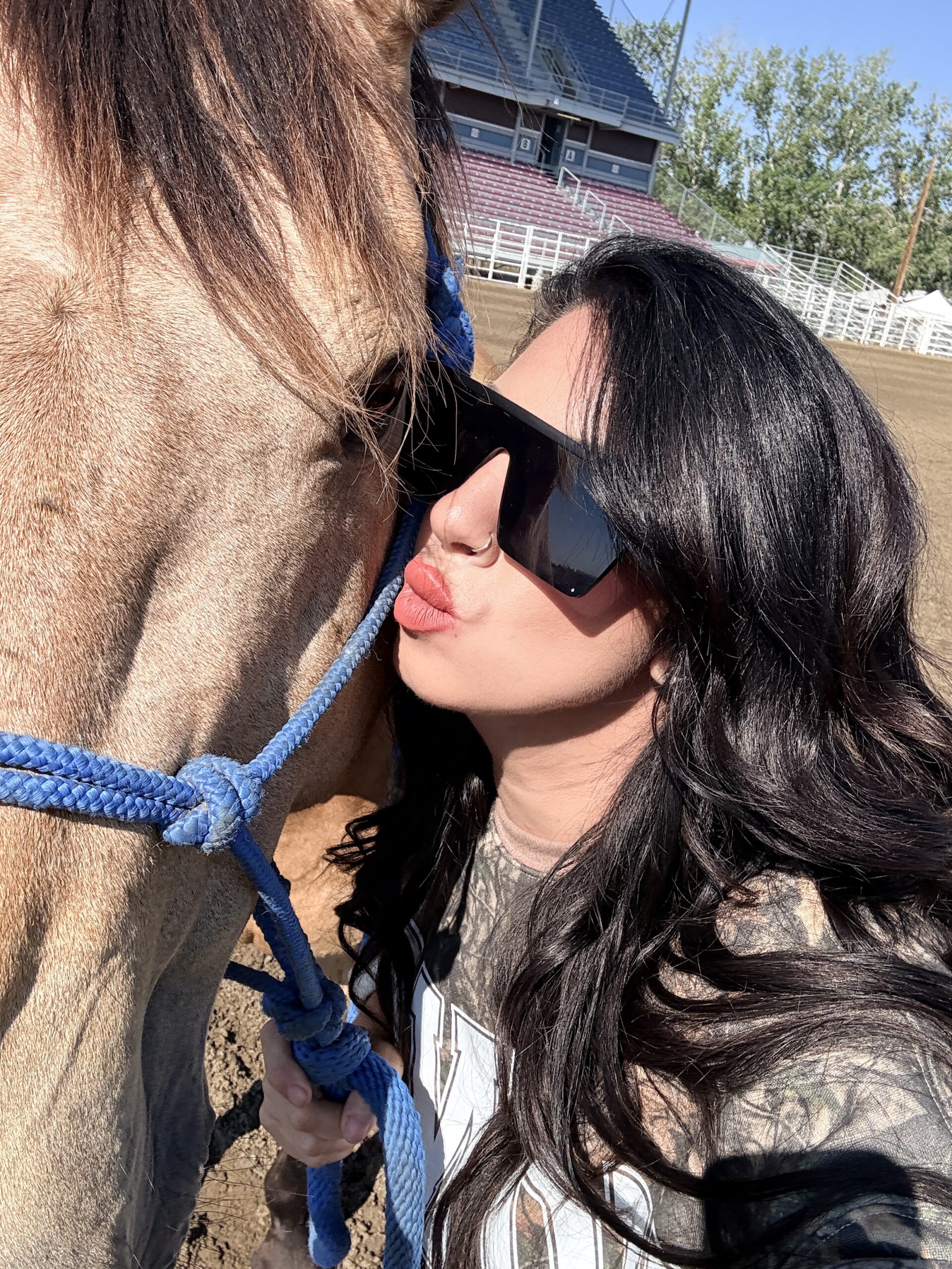 Tash Fyfe enjoying time with the people and animals she loves