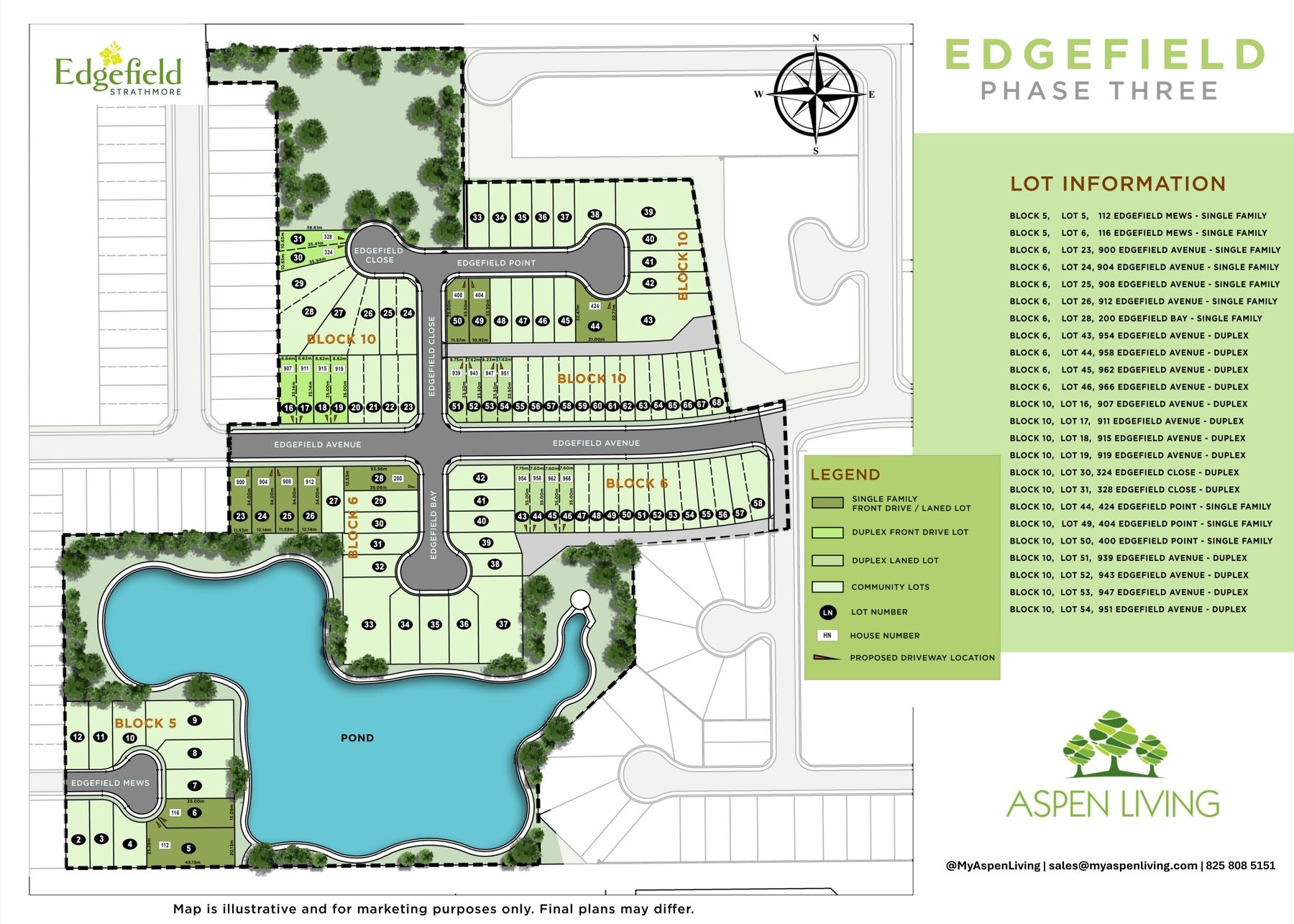 Edgefield Strathmore Aspen Living lot map